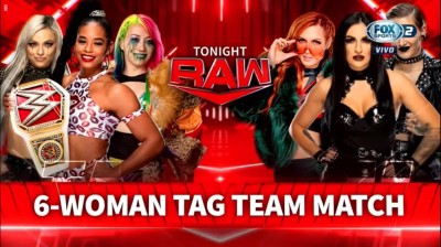 Bianca Belair, Asuka y Liv Morgan Vs Sonya Deville, Becky Lync y Rhea Ripley - RAW 02/05/2022