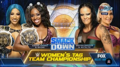 Sasha Banks y Naomi Vs Shayna Baszler y Natalya - Campeonatos Femeninos en Parejas - SmackDown 13/05/2022