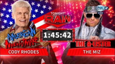 Cody Rhodes Vs The Miz - RAW 23/05/2022