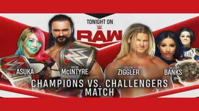 ASUKA & DREW MCINTYRE VS DOLPH ZIGGLER SASHA BANKS - RAW 29 DE JUNIO DE 2020